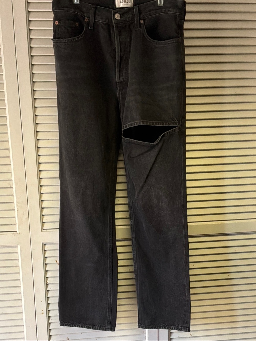 Black AGOLDE Lana Slice high rise straight jeans 28